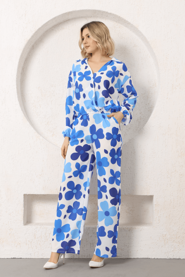 WOMEN'S FLORAL PATTERNED BLOUSE AND JESSICA PANTS SET