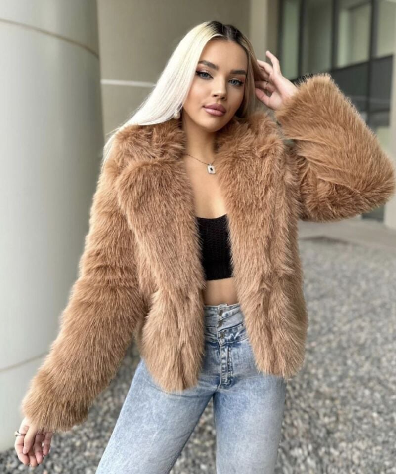 Kadın Cepli Astarlı Kürk Mont