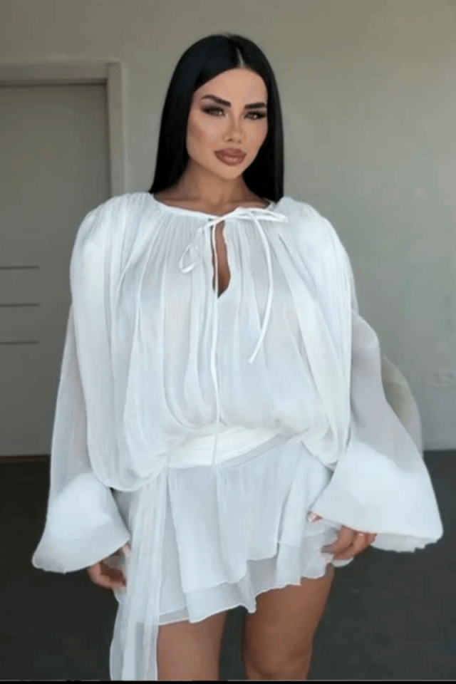 Kadın Organze Kumaş Astarlı Tasarım Kısa Elbise