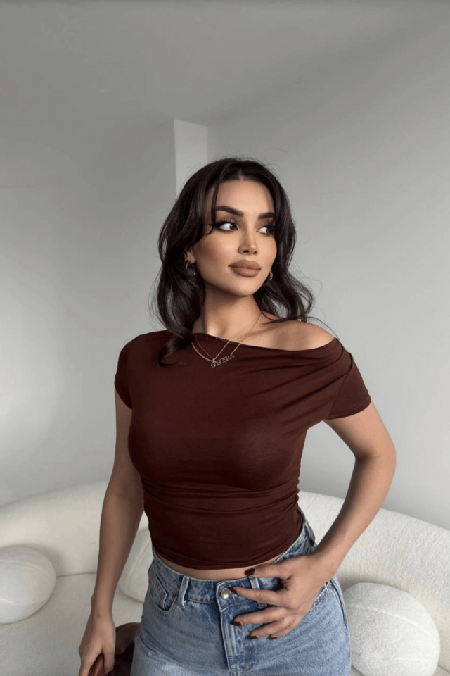 Kadın İki Şekilde Giyilebilir Crop T-shirt